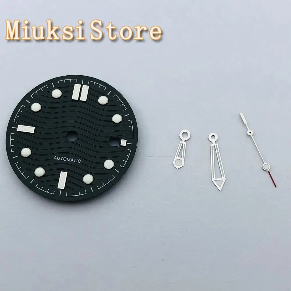 Черный циферблат с серебристыми стрелками подходящий для NH35 NH36 ETA 2824 2836 Miyota 8205 8215