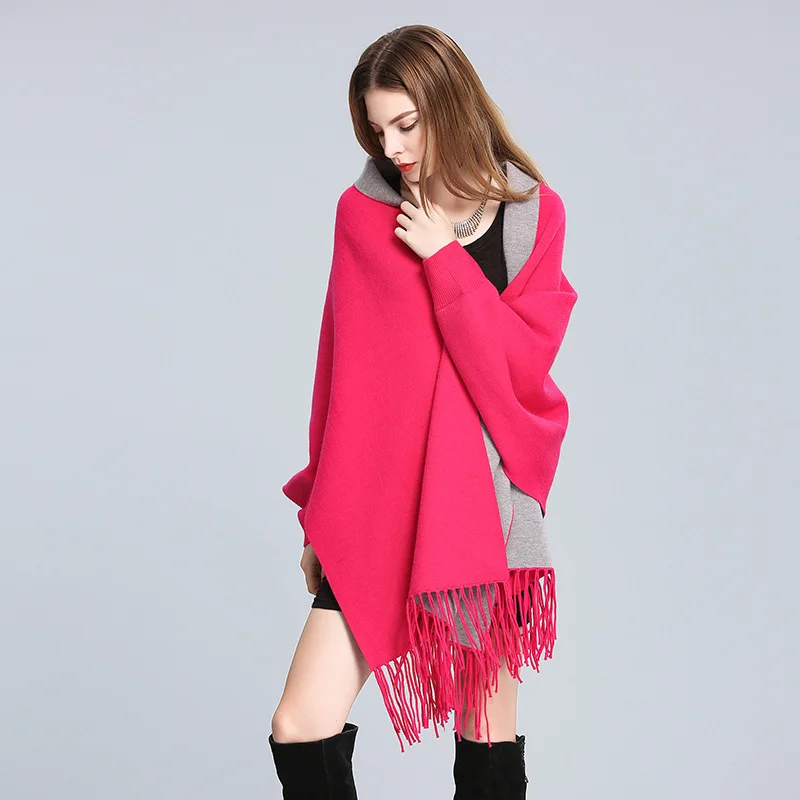 Bufanda длинные зимние шарфы шаль толстый теплый женский шарф накидка с рукавами