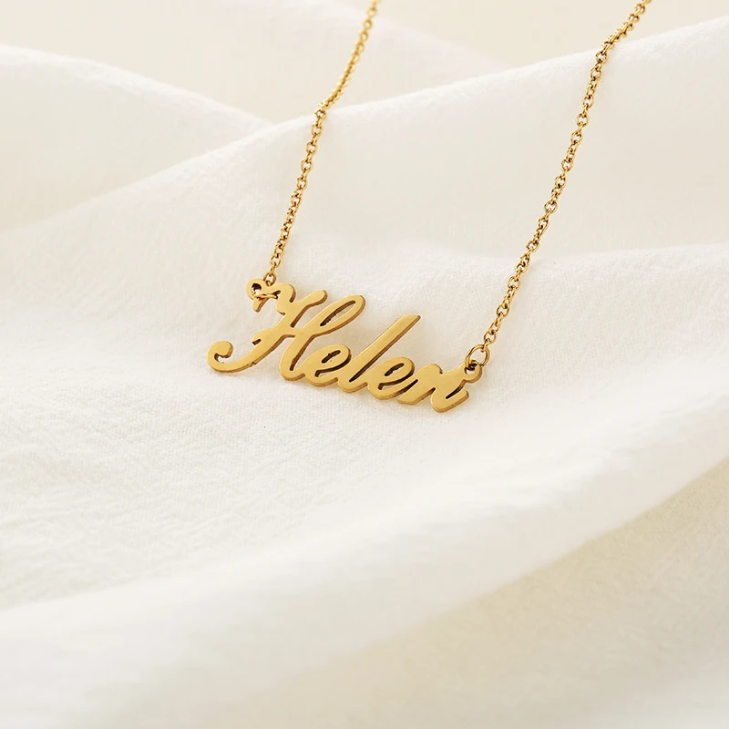 Золото серебро цвет персонализированное именное ожерелье индивидуальная