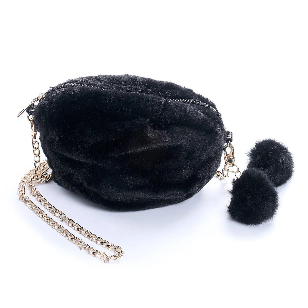 

Fashion women's shoulder bag artificial plush solid color bowling bag Messenger bag