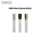 Стеклянная бутылка с распылителем 20 шт.лот 10 мл, прозрачные тонкие стеклянные флаконы для образцов, портативный мини-атомайзер для духов, золотой, серебряный, черный