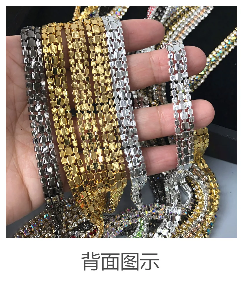 5 ярдов 9 мм стразы кристалл Ab цепочка 3 ряда отделка серебристый тон украшение для