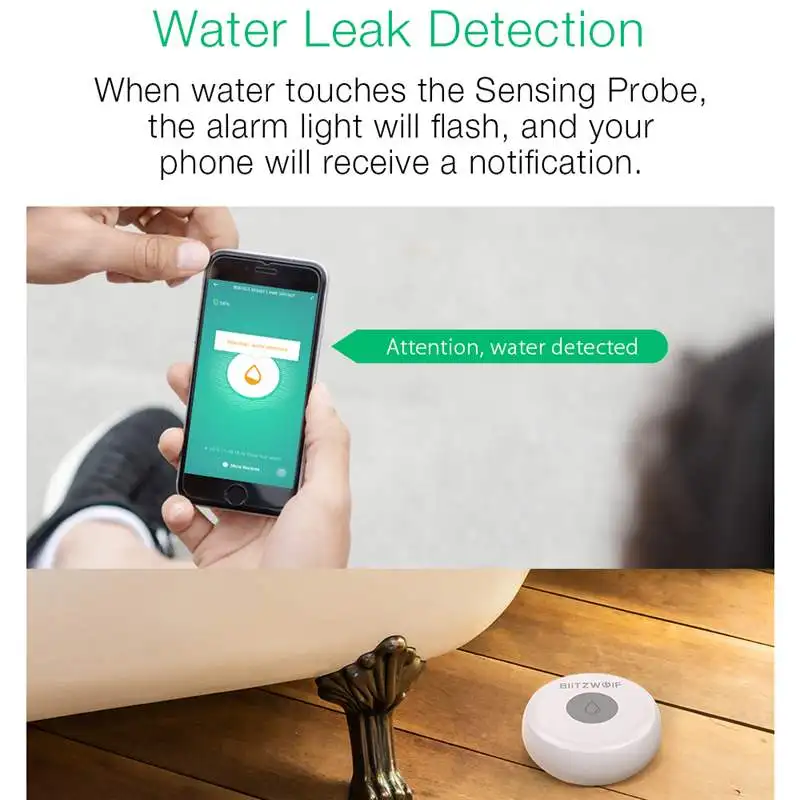 BlitzWolf BW-IS5 беспроводной ZigBee умный дом датчик утечки воды приложение удаленный