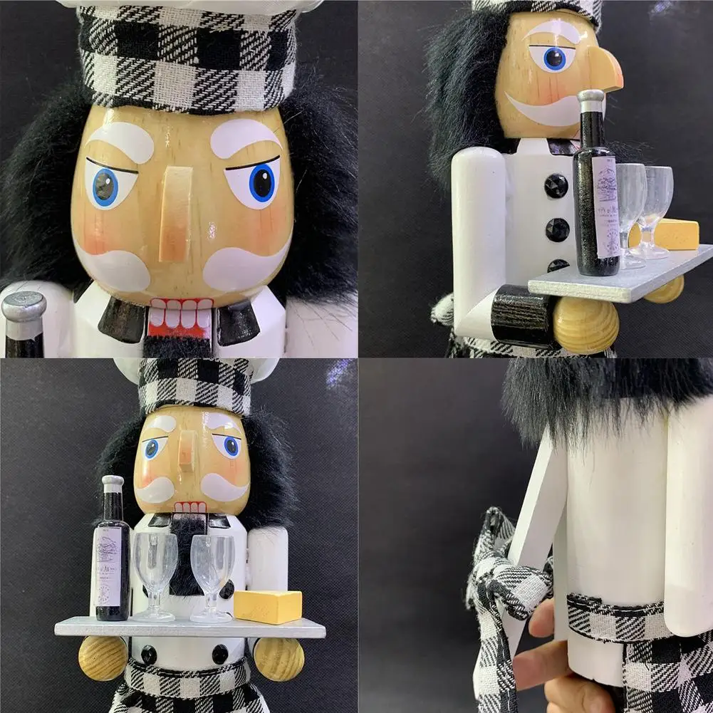 

38cm Wooden Nutcracker Figurine Christmas Ornaments Decoration Dolls Colorful Hand Painted Vintage Design Desk Decoration