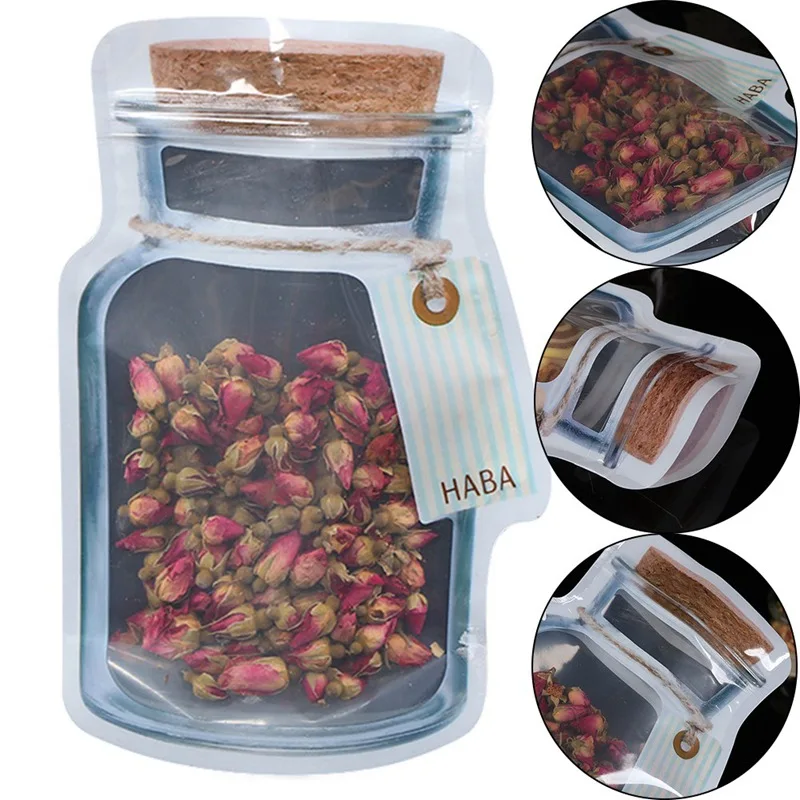 

2PCS Reusable Mason Jar Bottles Bags Nuts Candy Cookies Bag Waterproof Seal Fresh Food Storage Bag Snacks Sandwich Zip Lock Bags