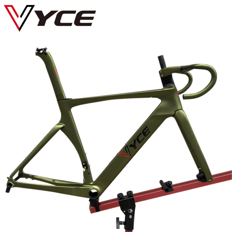 

VYCE Army green HQR37-disc brake carbon bicycle frame cycling Road bike racing bicycle frameset with carbon handlebar