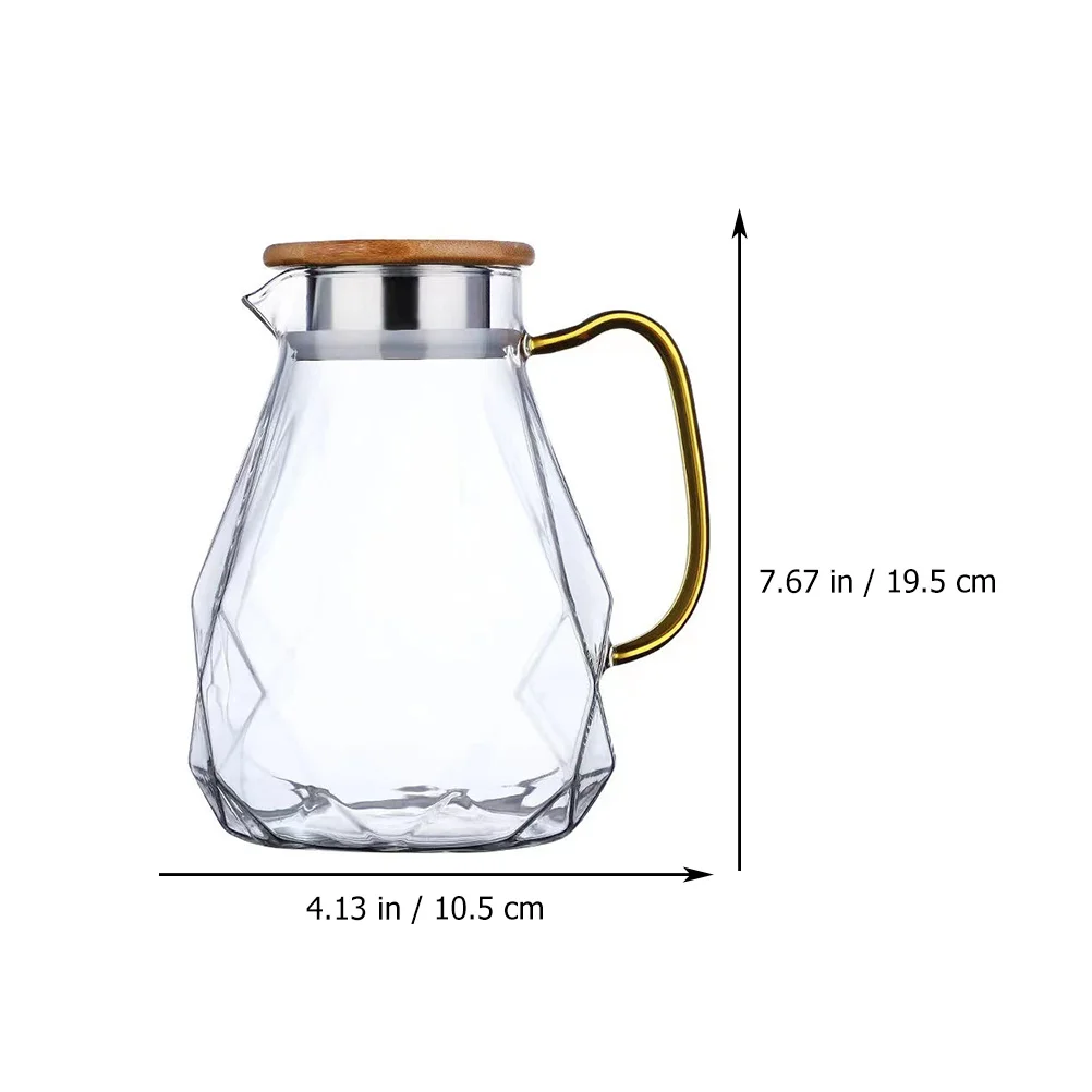 Стеклянный кувшин с крышкой 1 шт. элегантный для воды алмазным дизайном и ручкой |