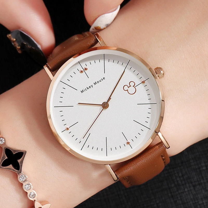 Детские часы Disney женские модные простые наручные для девочек подарок с Микки