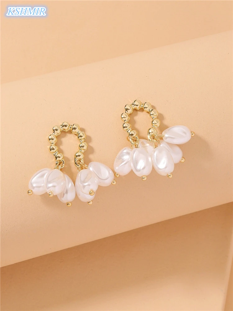 

kshmir Geometrical pearl earrings INS Europe and America light luxury fashion personality women's earrings