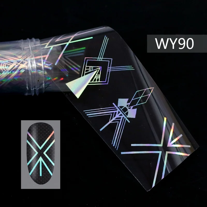 WY90 Foils Sticker 28 узоров голографические лазерные ногтевые переводные наклейки из фольги пламенный цветок Единорог Переводные картинки для ногтей украшения для дизайна ногтей - Цвет: WY90 Foils Sticker