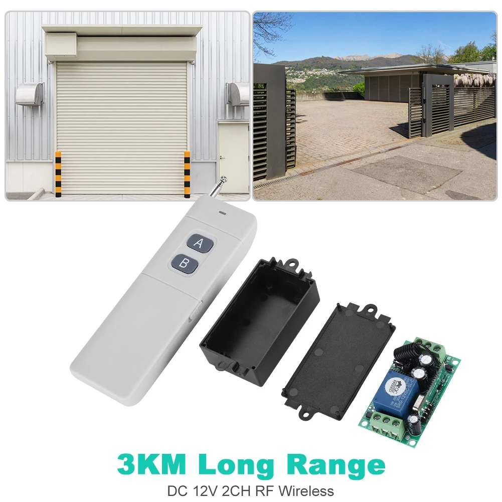 SOONHUA 2 Channel Wireless RF Remote Control Transmitter Switch System Receiver​​ Module Fixed Code DC 12V Long Range Controller |