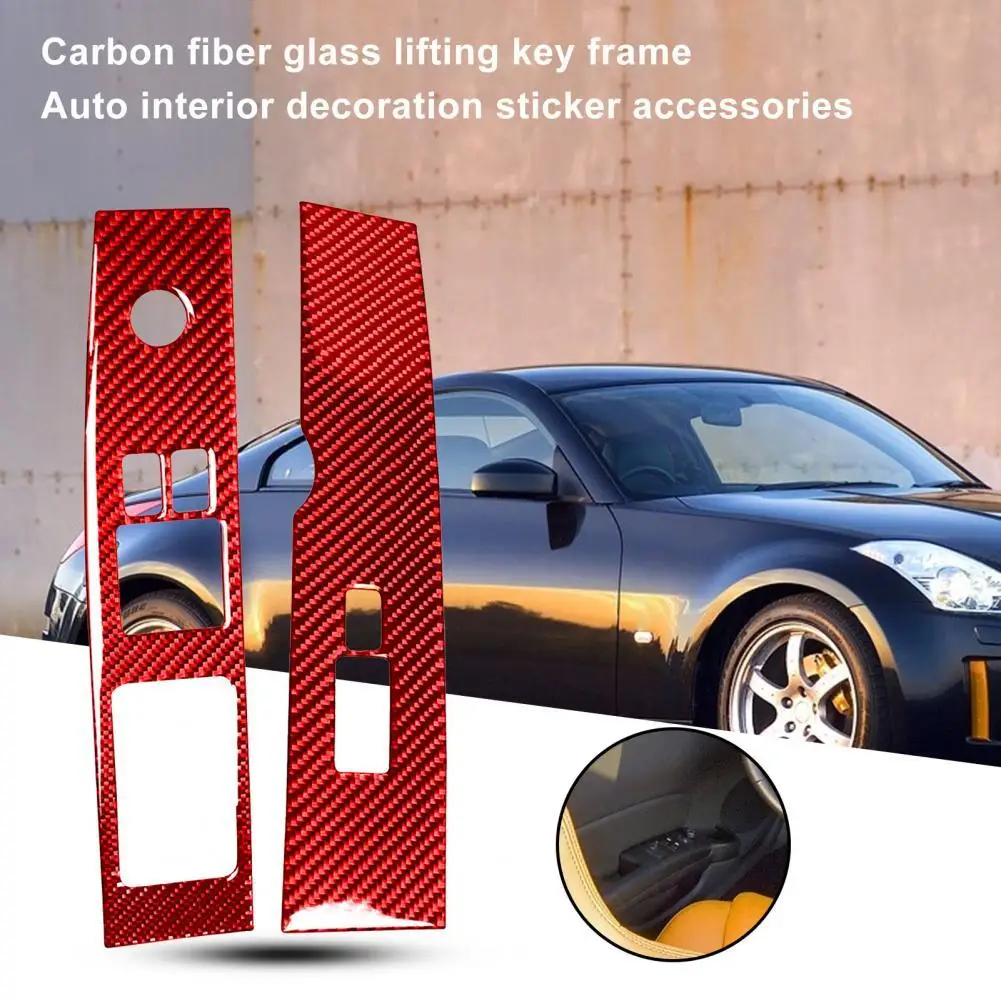 

2Pcs Window Lifter Button Cover Self-Adhesive Luxury Carbon Fiber Dirt-Proof Window Lift Switch Panel Trim for Nissan 350Z 03-09