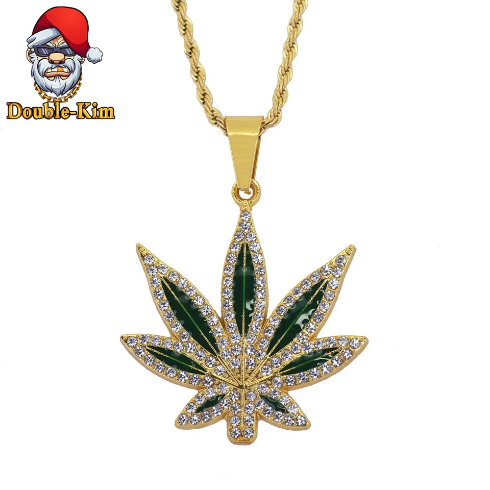 Мужское ожерелье в виде листьев конопли хип хоп рок уличная культура цинковый