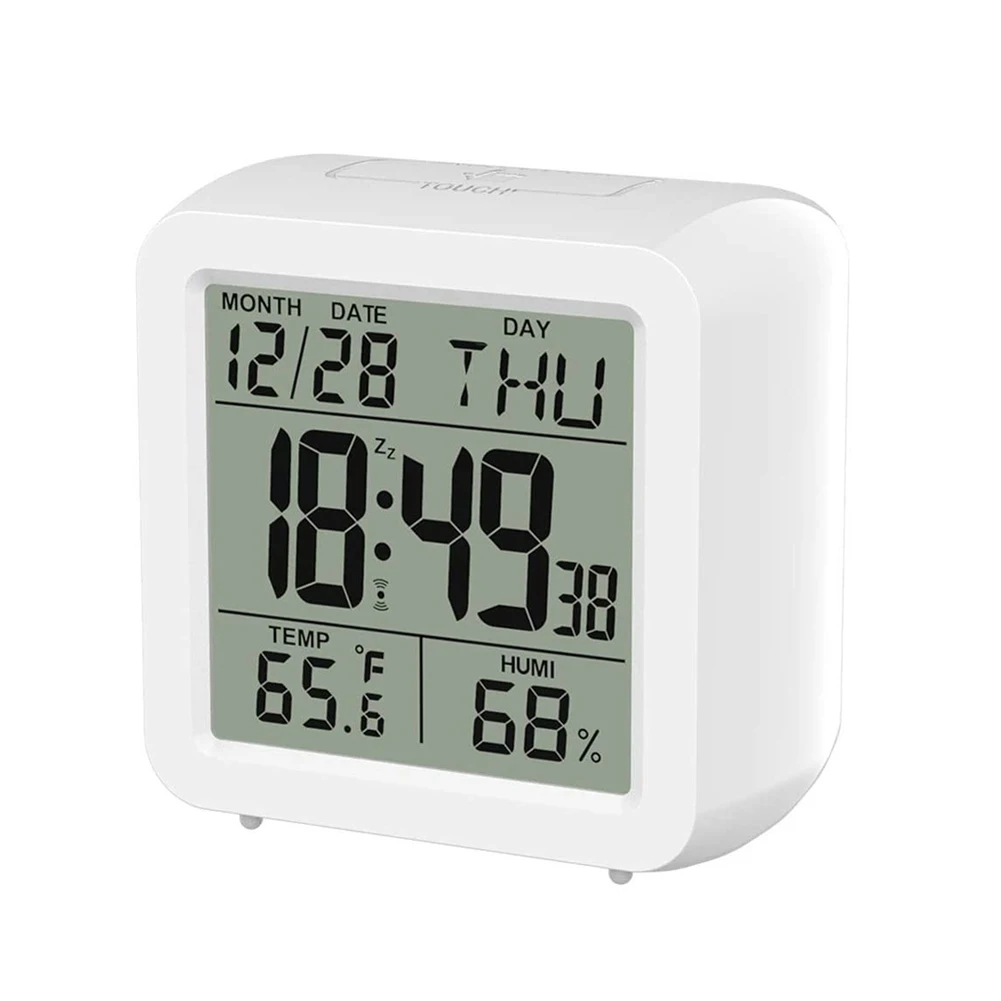 

Indoor Large Screen Digital LCD Display Temperature Humidity Meter Bedroom Watch Calendar Alarm Clock Thermometer and Hygrometer