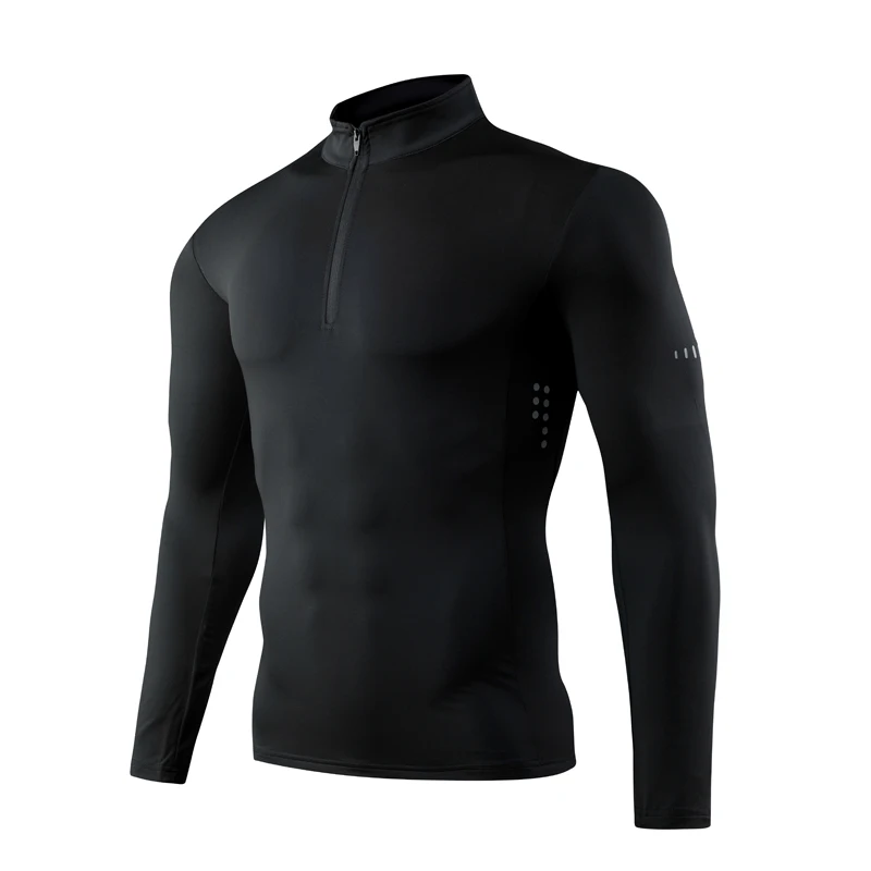 

Men T-shirt Long Sleeve Compression Shirts Gym T-shirt Fitness Sport Cycling Zipper Shirt Men Rashgard Quick Dry Running Shirt