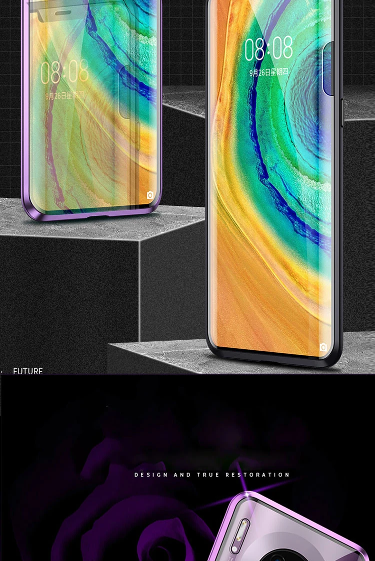 360 магнитный металлический бампер чехол для телефона huawei mate 10 20 30 Pro P30 P20 Pro Lite y9 Чехол двусторонний закаленное стекло