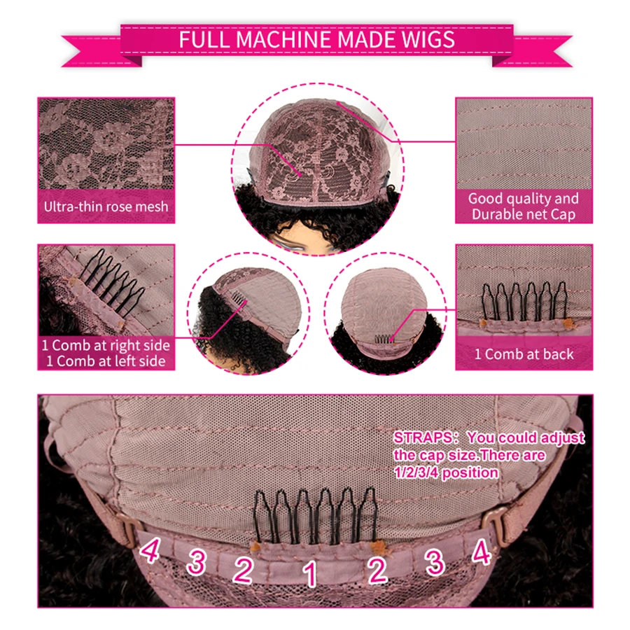 

Highlight Honey Blonde Full Machine Made Wigs With Bangs #27 Color Remy Brazilian Short Bob Wavy Human Hair For Women 150Density