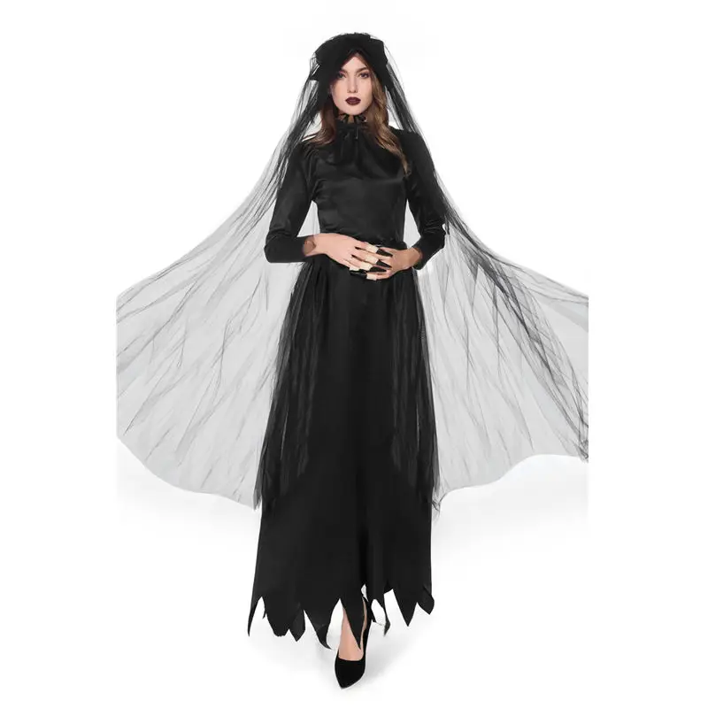Women Halloween Grim Reaper Witch Demon Vampire Cosplay Costumes Uniforms Long Dress Black Skirt Prom Party Stage Outfits Cloak |
