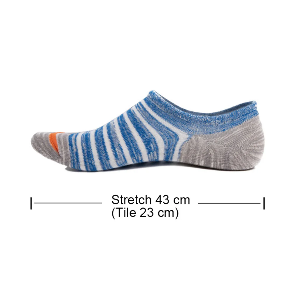 

5Pcs Men Summer Stripes Cotton Breathable Anti Slip Low Cut Invisible Boat Socks