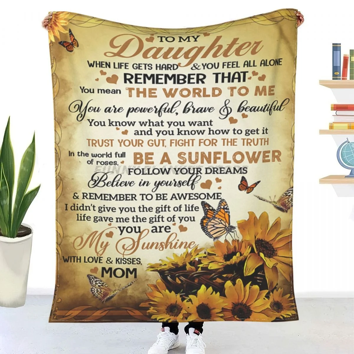 

YOU ARE MY SUNSHINE ; AMAZING GIFT FOR DAUGHTER Sherpa Blankets Ultra Soft Flannel Fleece Throw Blankets for Couch Sofa Bed