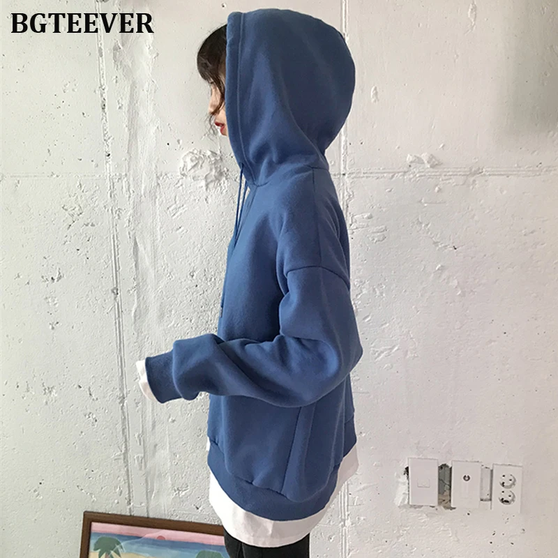 Осенне-зимний однотонный Женский свитшот BGTEEVER с длинным рукавом 2 предмета