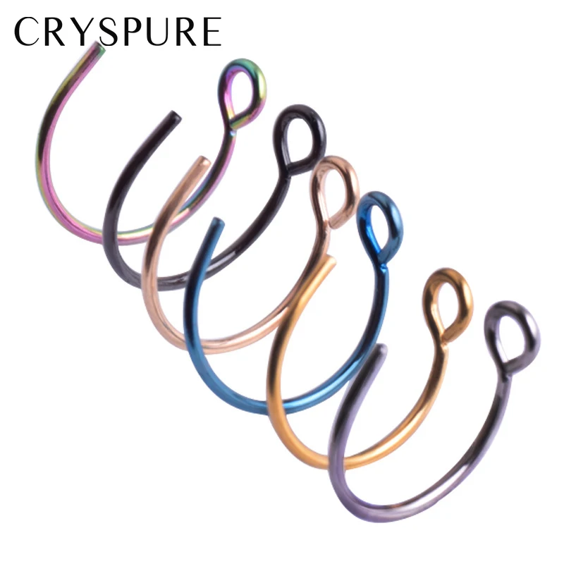 

1 PC Stainless Steel Fake Nose Rings C Septum Clickers Non Piercings Fake Nose Hoop Studs Cartilage Earrings Body Jewelry