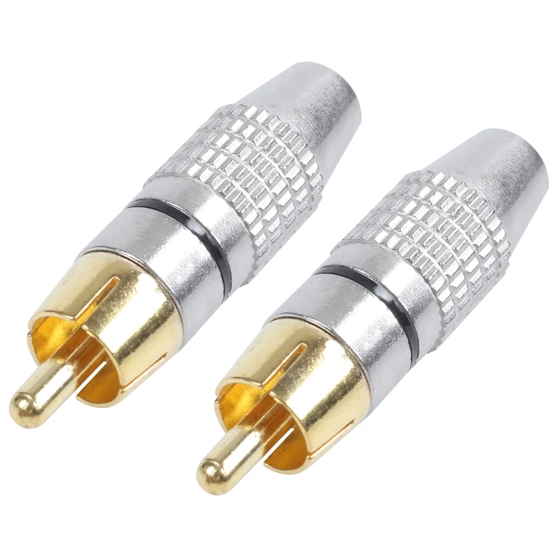 AAAE Top 2pcs RCA штекер адаптер аудио Phono позолоченный припой разъем золото +