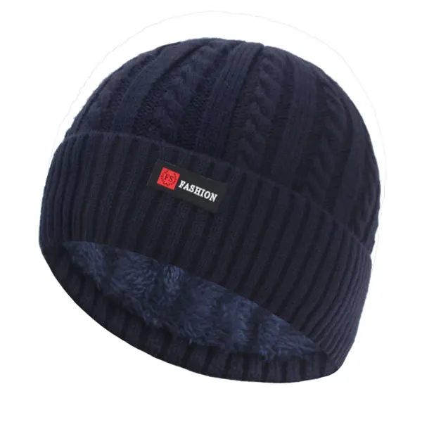 

Skullies Beanies Men Winter Hat Women Knitted Hats For Men Cap Winter Beanie Hat Gorro Thick Warm Brimless Fur Bonnet Men's Cap