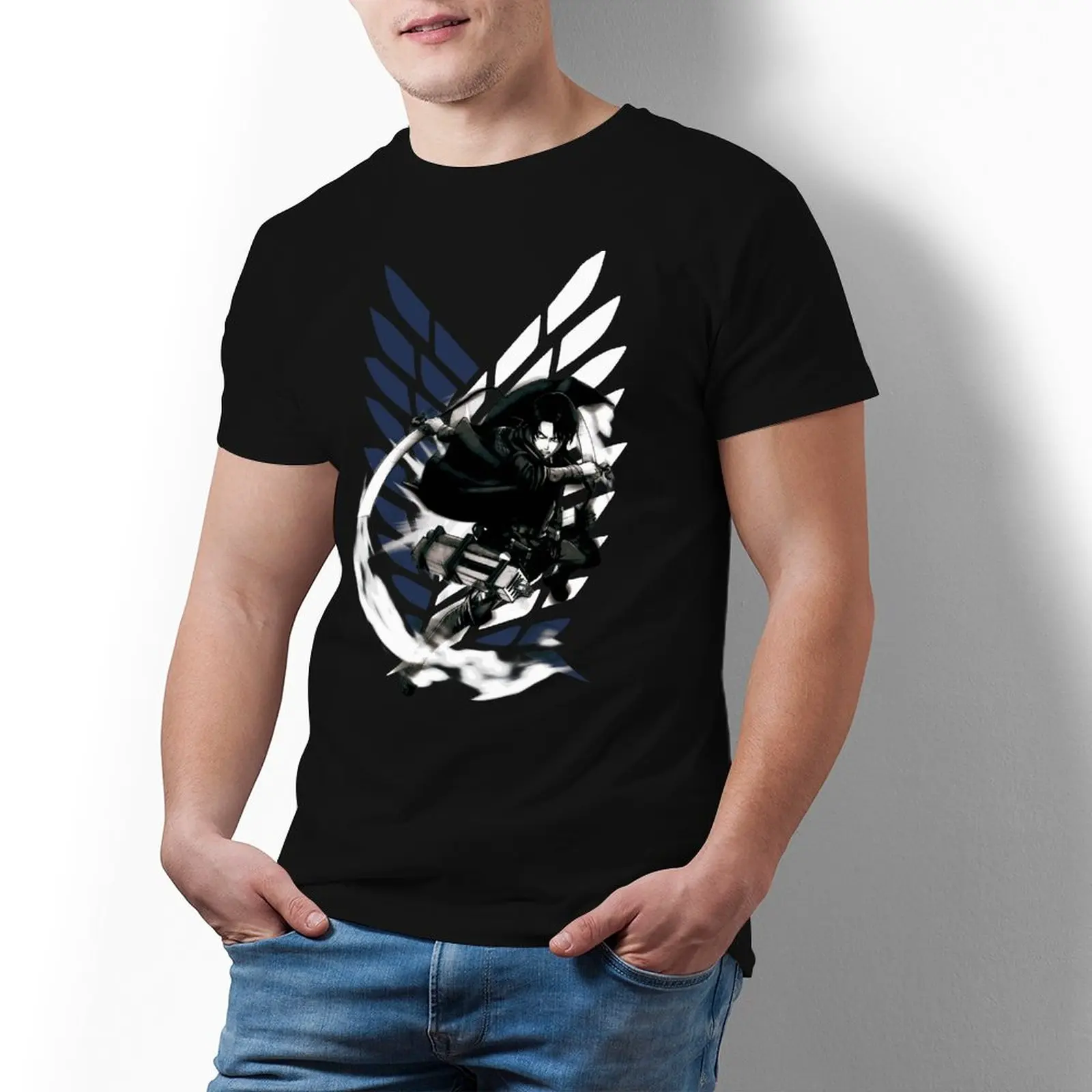 

Attack On Titan Rivaille T Shirt Harajuku Summer Cotton T-Shirt Short Sleeve Printed Tshirt Male