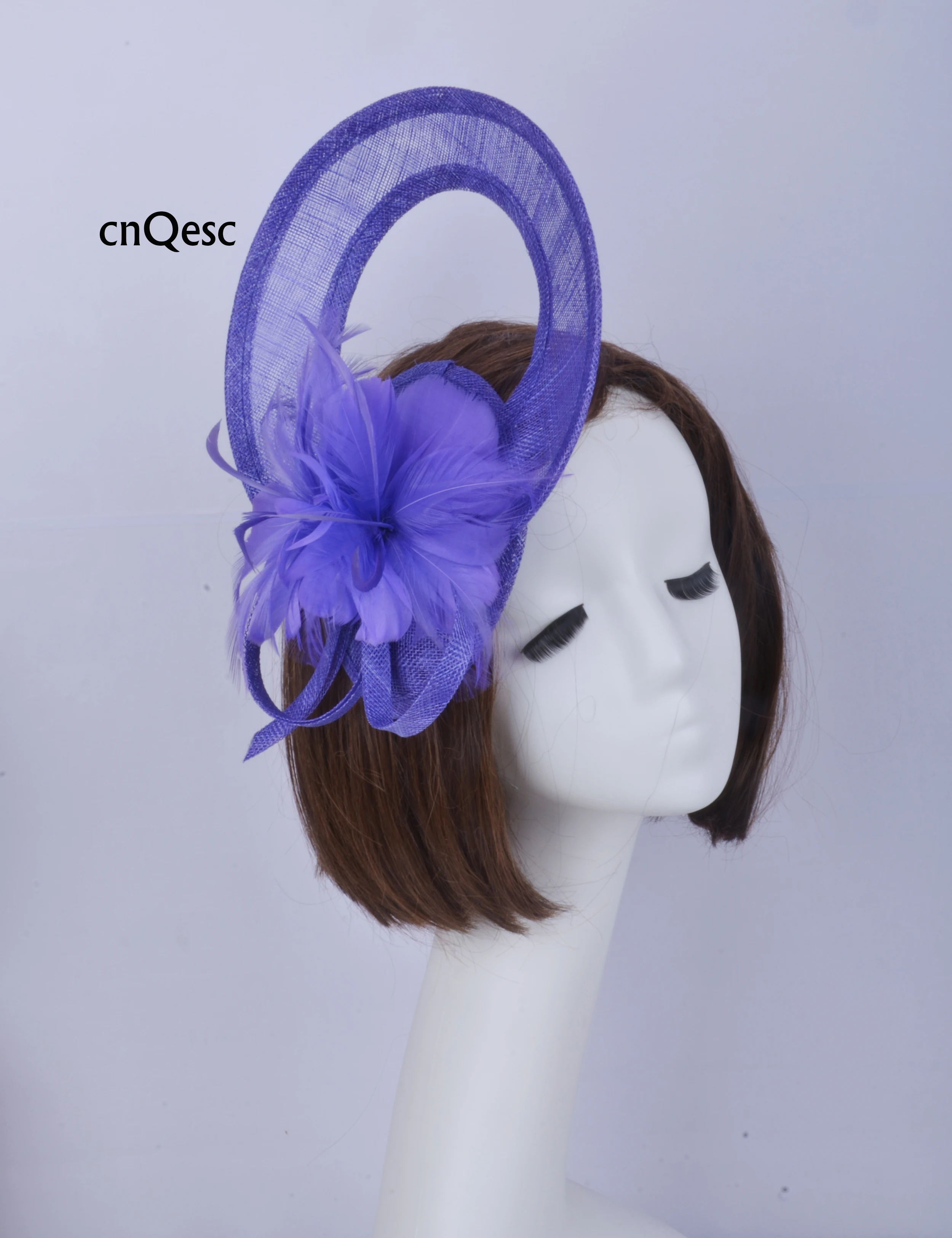 Ярко-Розовое женское торжественное платье шляпа перо украшение для волос в виде