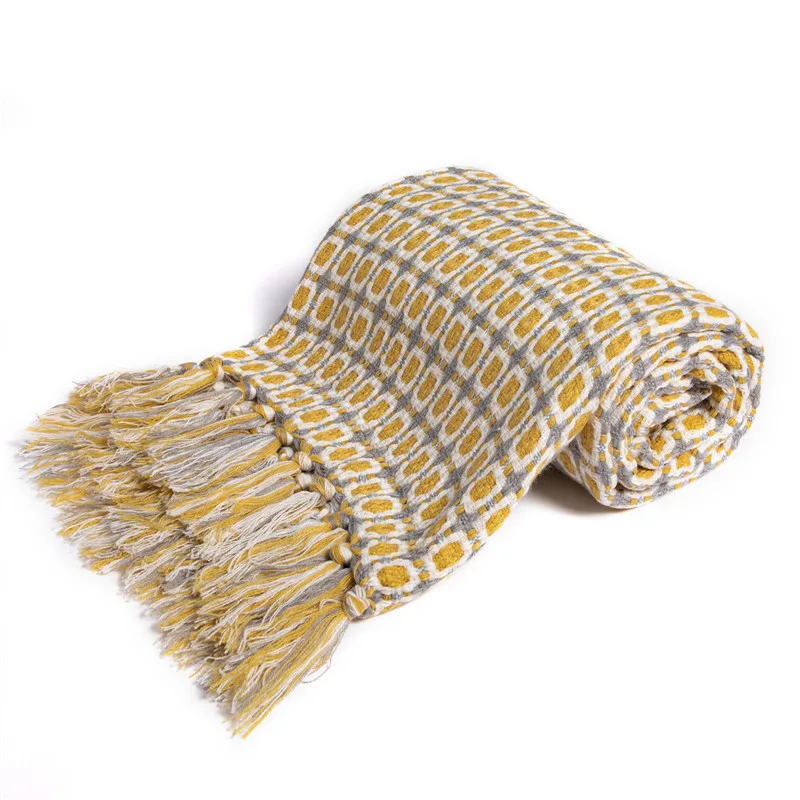 

Knitted Blanket Grey Yellow Color Blankets for Beds Winter Warm Soft Sofa Throw Blanket 130x160 Travel Blanket Luxury Home Decor