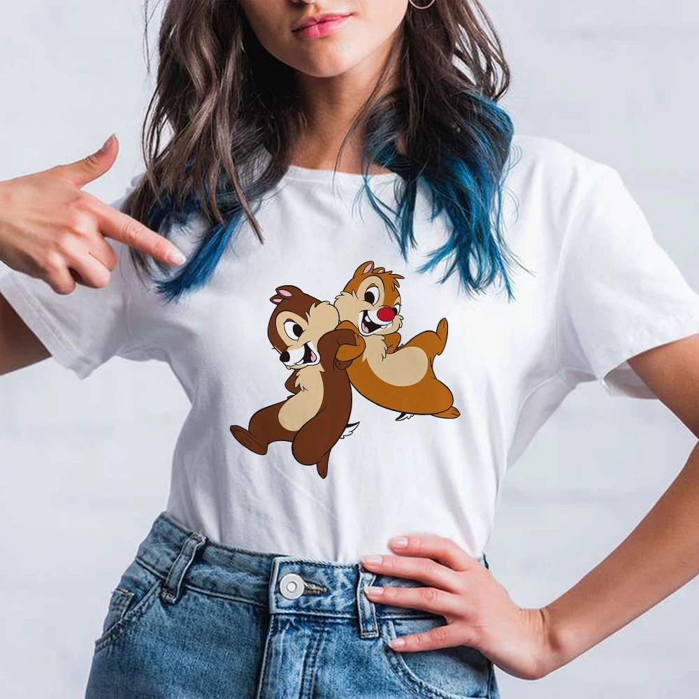 

Funny Chip 'n' Dale Back To Back Printed Women T-shirts Minimalist Crewneck Tee shirt Disney Simplicity Basic Tumblr Mujer