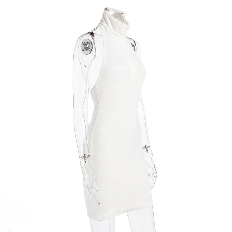 

Summer Dress Women's Clothing Polo Lapel Vest Dress Tight Sheath Short Dress Sexy Backless Halter Knitted Dress Women Clothing