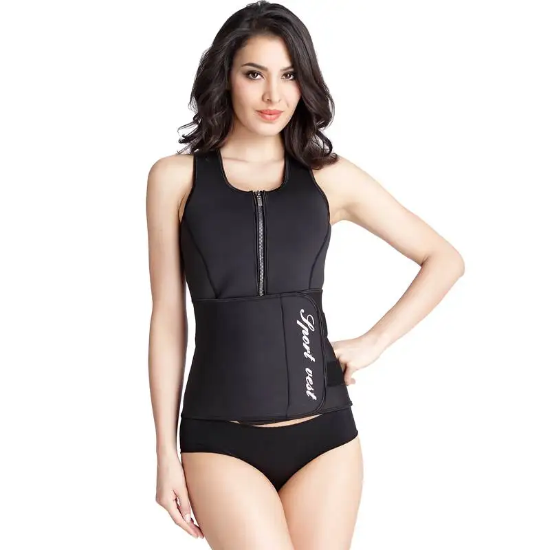Черный Материал Неопрен Жилет уменьшитель талии живота моделирующее белье Топ