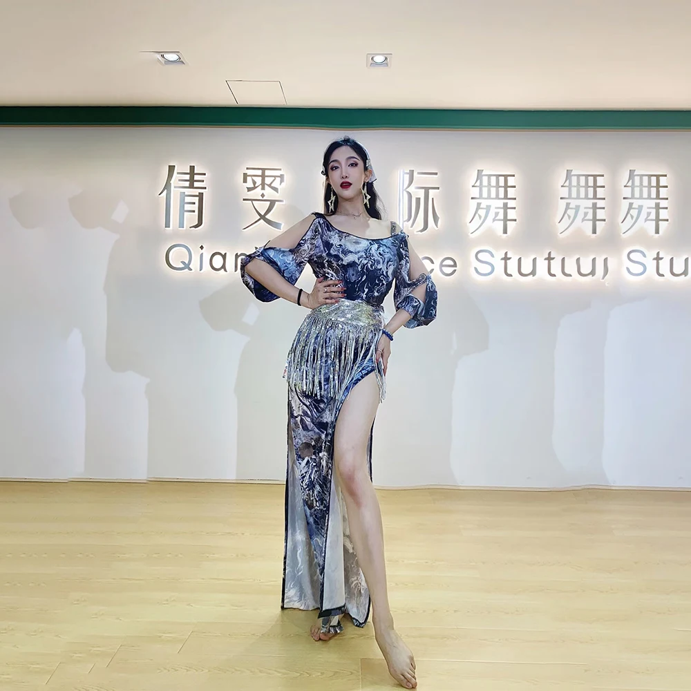 

Одежда для танца живота Одежда для тренировок Новый халат, комбинация мечты, народный халат из трех частей, костюм для танца живота, юбка для...