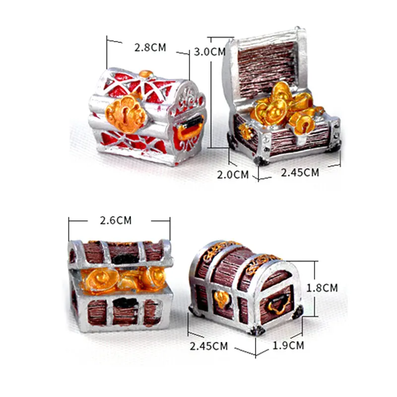 

Gold Adventure Treasure Chest Box Antique Creative Landscape Fish Tank Aquarium Decoration Pirate Coins Ornaments Resin Crafts