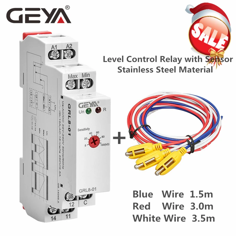 GEYA GRL8 реле контроля уровня воды с нержавеющим датчиком AC/DC24V 240V датчик
