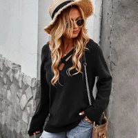 europe and america new 2021 autumn and winter long sleeved v neck sexy top coat women knitted sweater long sleeve loose coat