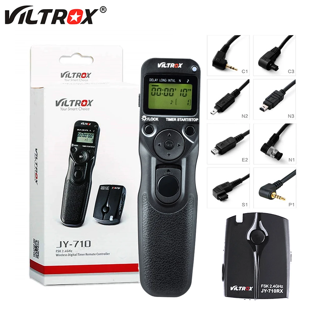 

Viltrox JY-710 LCD 2.4G Wireless Timer Remote Control Shutter Release for Canon Nikon Sony Olympus Panasonic DSLR Camera