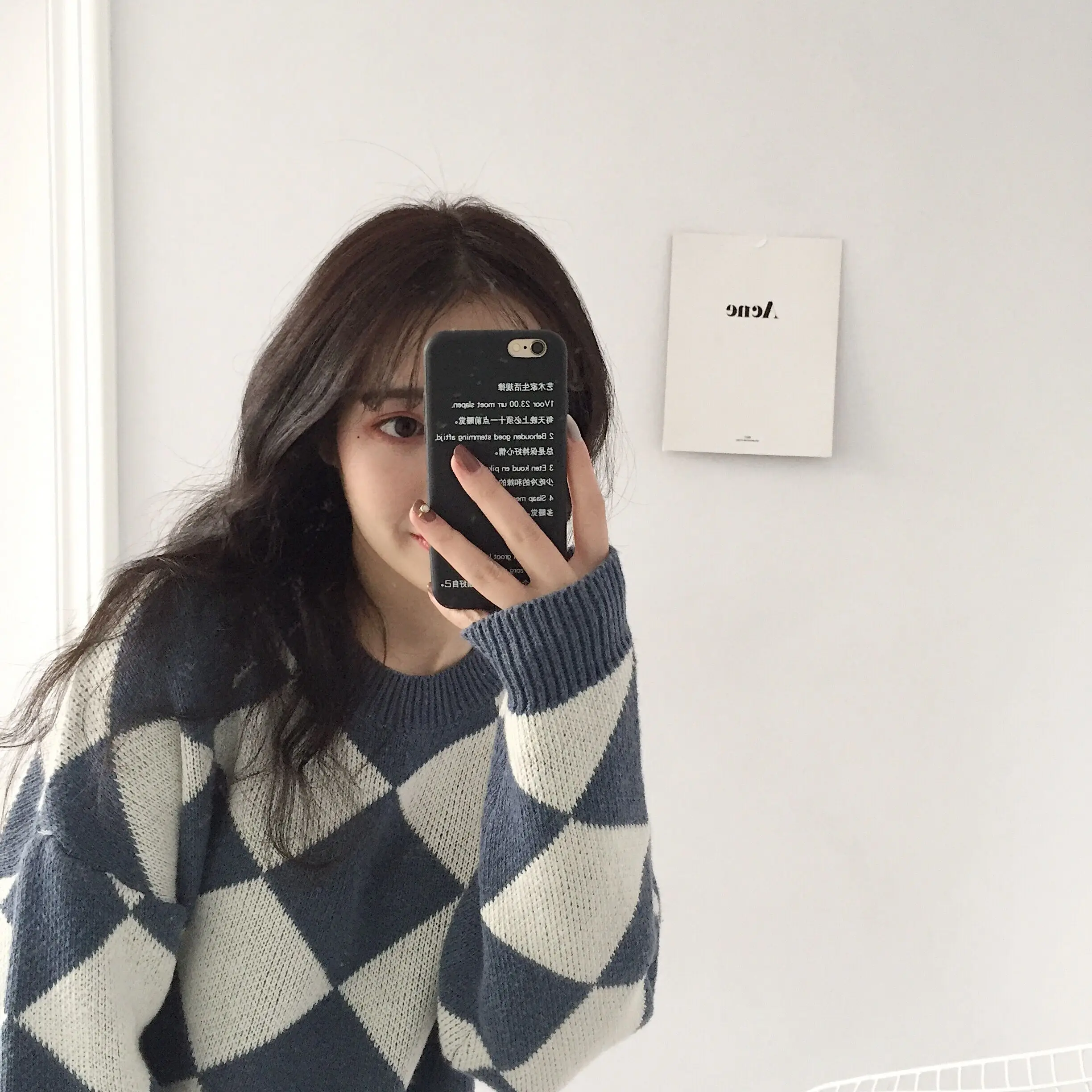 Autumn Women Sweaters 2019 High Streetwear O-neck Loose Korean Chic Pullovers Female Cashmere Plaid Crocheted Knitted Jumpers | Женская