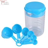 7 pcsset blue plastic measuring cup jug and spoons cups kitchen measure tools sets for baking coffee graduated salt spoon