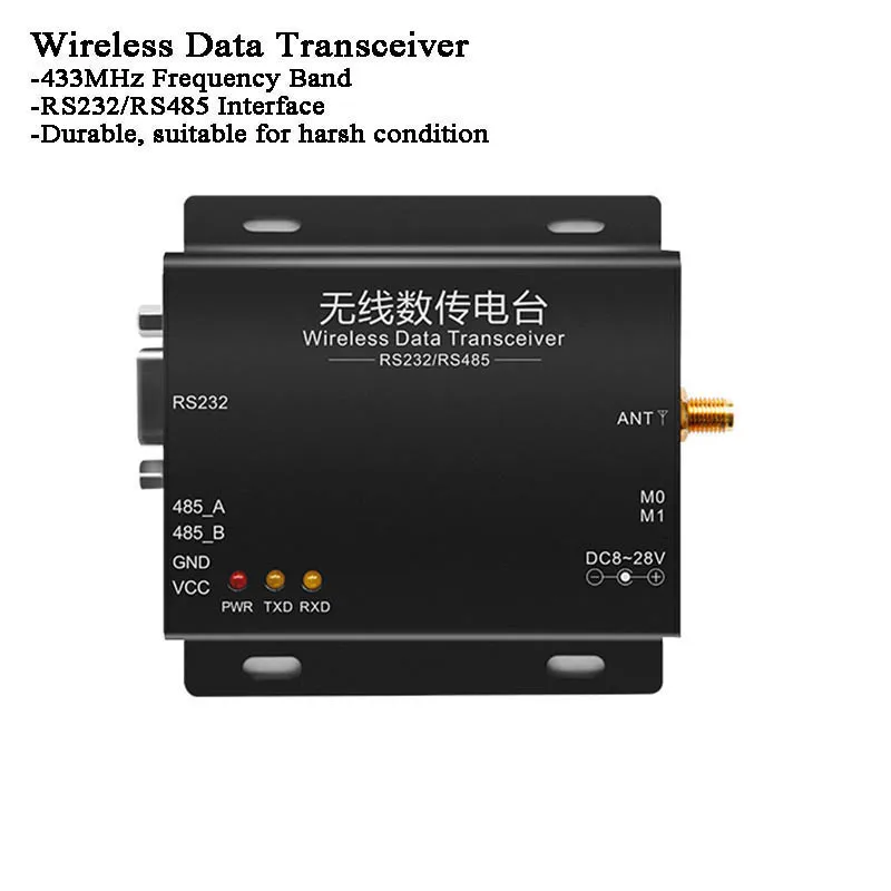Беспроводной передатчик данных/приемник 8 км 433 МГц RS485/RS232 Шлюз Modbus Lora радио модем