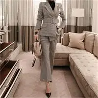 

Модный костюм, костюмы для женщин, весна-лето, новинка, Тонкая Клетчатая формалина, Женский Повседневный Профессиональный деловой костюм + б...