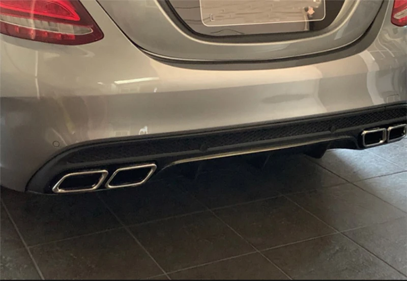 Задний бампер диффузор губа с выхлопом подходит для Mercedes Benz C-Class W205 4-Door Sport C200 C250