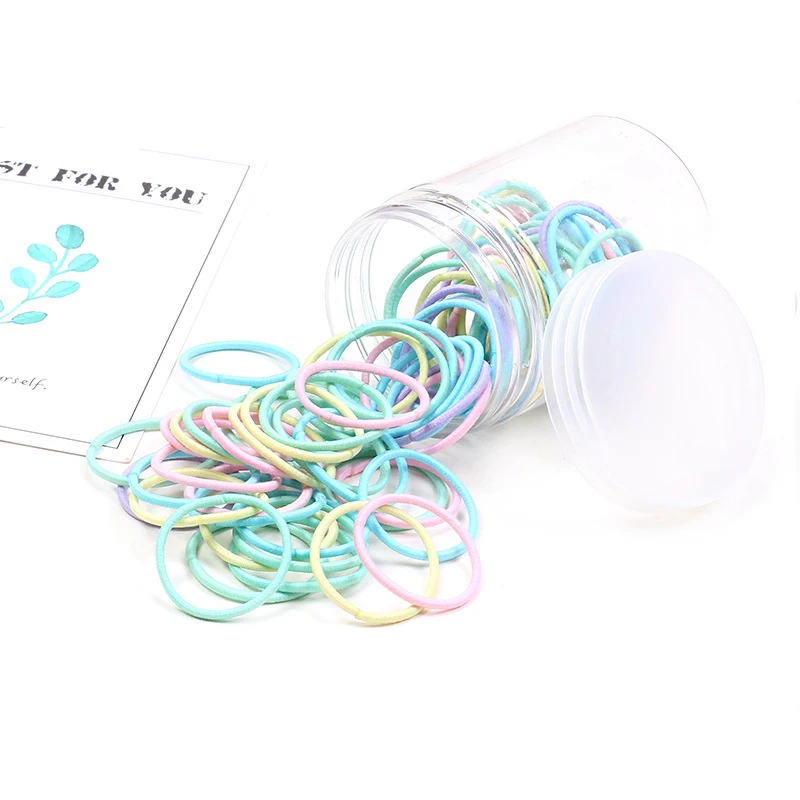 

100PCS/Set Nylon Hair Holder Bands Rubber Band Colorful Hair Rope Elastic Children Hairbands Girls Hair Accessories Rope Tie Gum