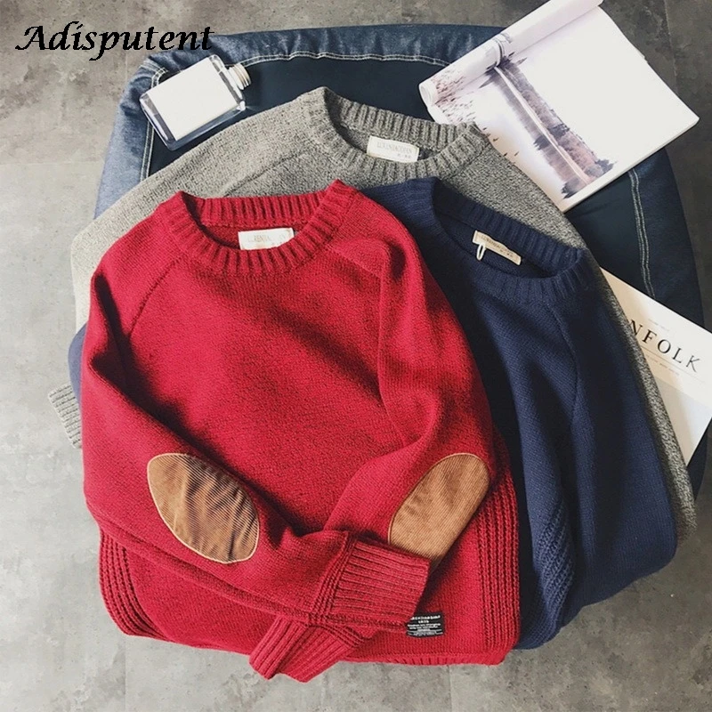 

Adisputent Men Pullover Sweater Autumn New Fashion Casual Loose Thick O-Neck Wool Knitted Oversize Harajuku Streetwear Knitwear