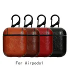 Чехол для наушников Airpods 1, защитный чехол для беспроводных наушников Bluetooth, кожаный чехол для хранения, сумка для зарядки с крючком