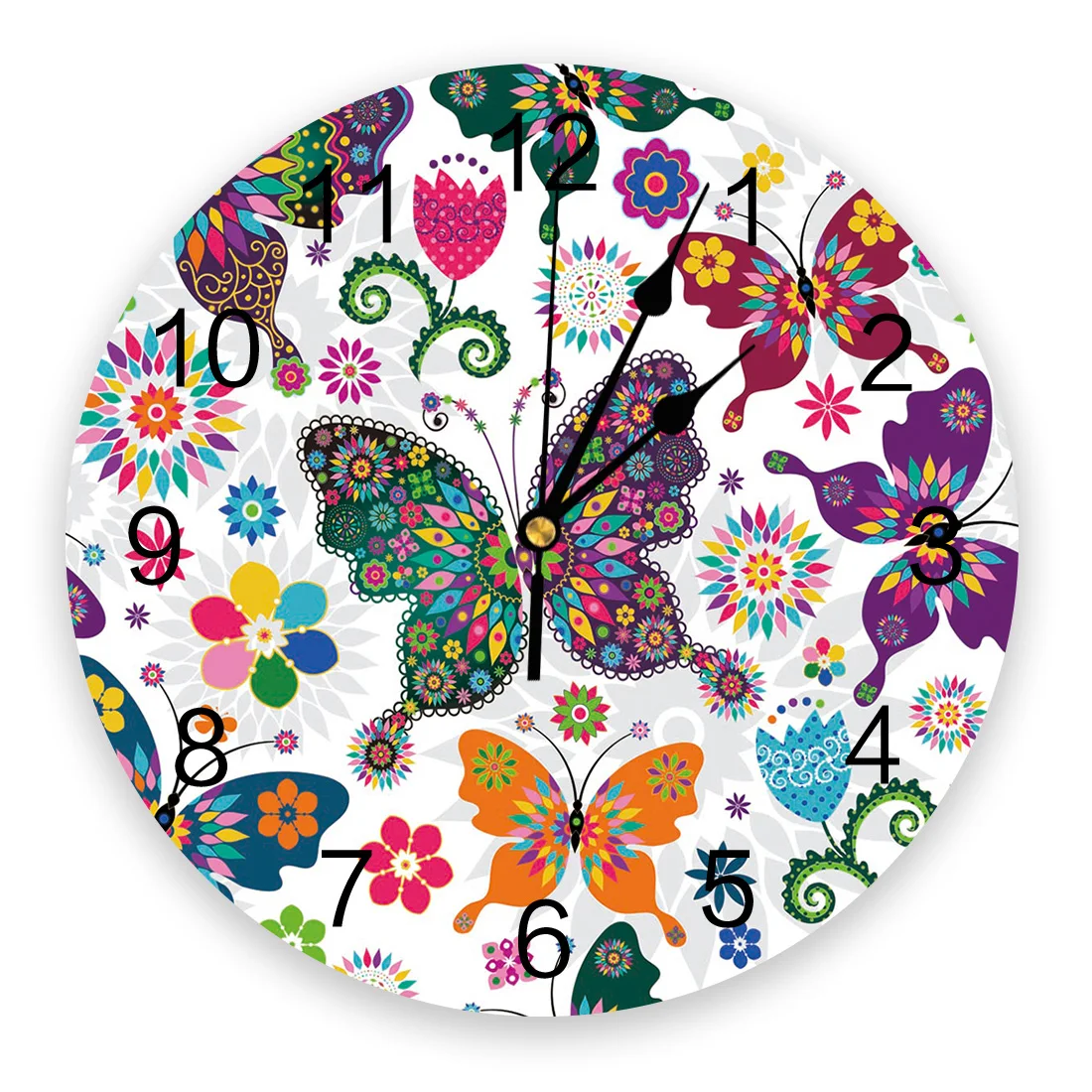

Настенные 3d-часы с бабочками и цветами, художественный декор в современном стиле для фермерского дома, кухни, винтажные круглые часы из ПВХ, ...