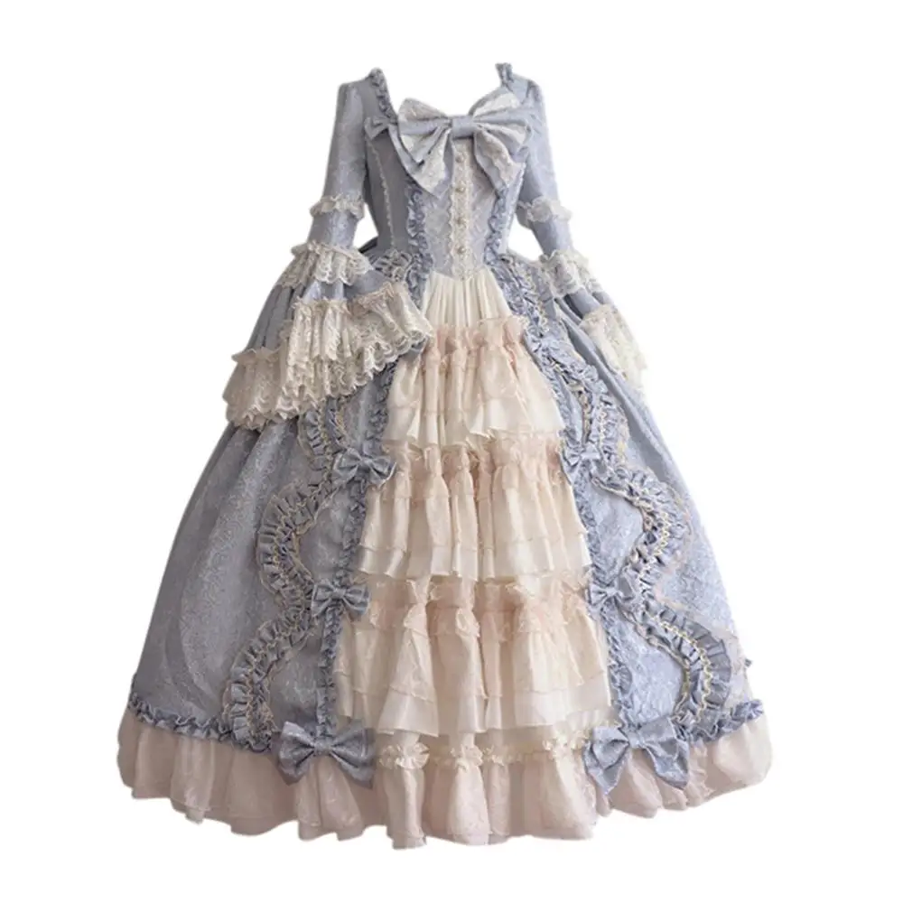 Fashion Women Vintage Gothic Court Square Collar Patchwork Bow Dress For Clothing #4O24 | Женская одежда