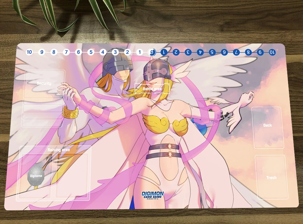 

Digimon Duel Playmat Angewomon & Angemon Trading Card Game Mat DTCG CCG Mat Mouse Pad Desk Mice TCG Gaming Play Mat Mousepad